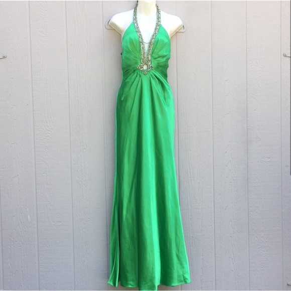 Cache Gorgeous Satin Rhinestones Beaded Sequin 90’s/Y2K Vintage Gown 2 *FLAWS* - Picture 3 of 16